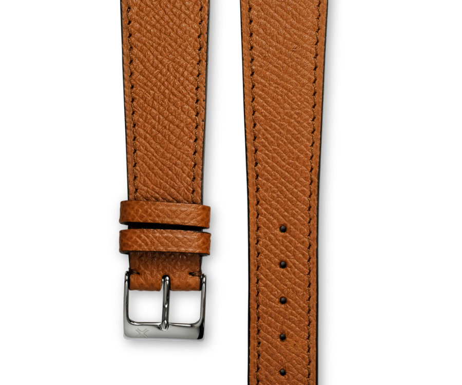 Grained light brown tan leather watch strap - tone on tone stitching - LUGS brand