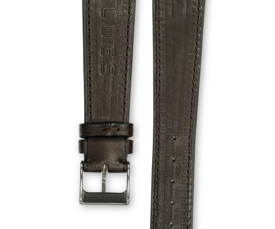 Smooth Classic chocolate brown leather watch strap - tone on tone stitching - LUGS brand