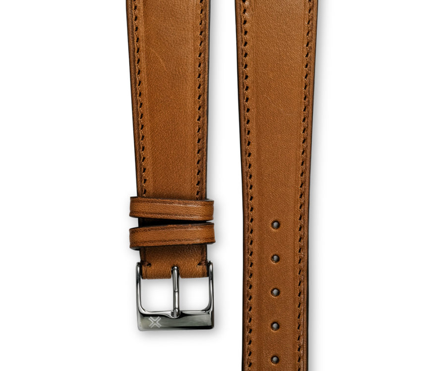 Smooth Classic Barenia light brown tan leather watch strap - tone on tone stitching - LUGS brand