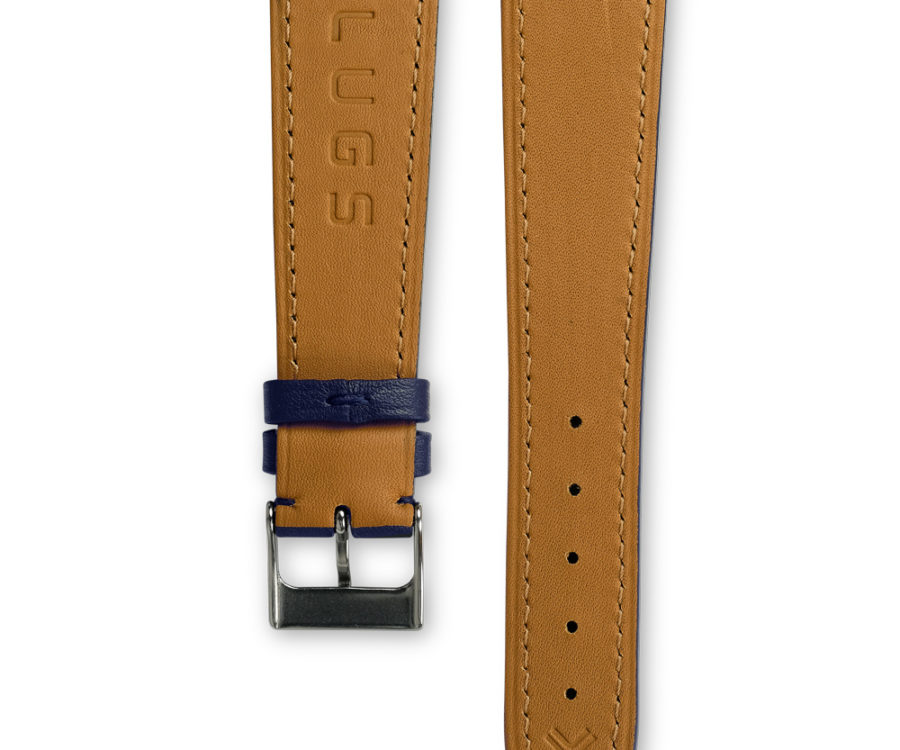 Smooth Classic Navy Blue leather watch strap - tone on tone stitching - LUGS brand